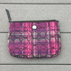 NWOT Coach Poppy Tartan Plaid Logo Cosmetic Bag | Coach Catch All Bag